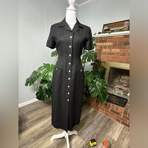 🛍️Positive Attitude petite  black button down dress with removable belt size P6
